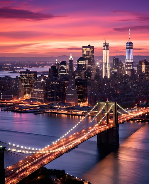 Free photo view of brooklyn bridge in new yew city