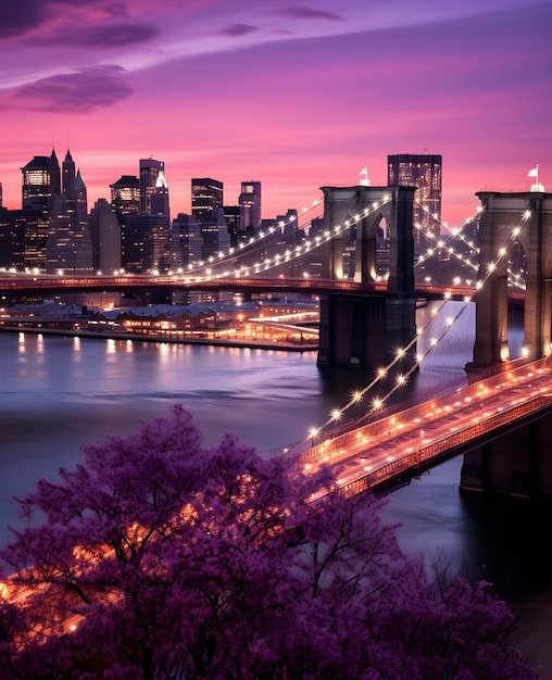 Free photo view of brooklyn bridge in new yew city