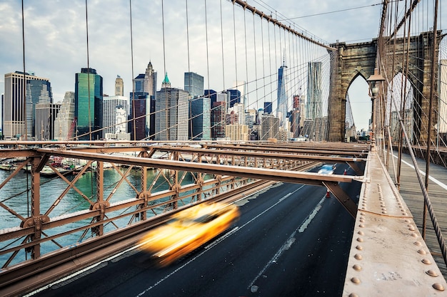 View of Brooklyn Bridge in New York City.