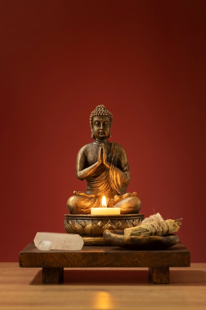 Free photo view of buddha statuette