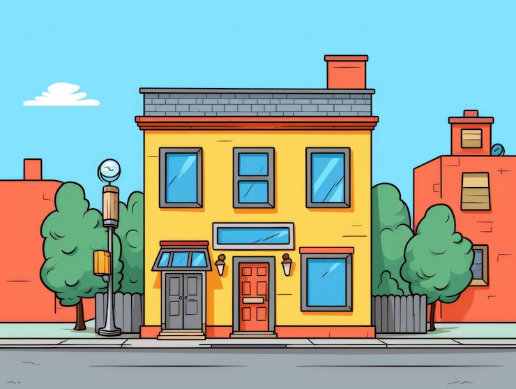 Free Photo view of building with cartoon style architecture
