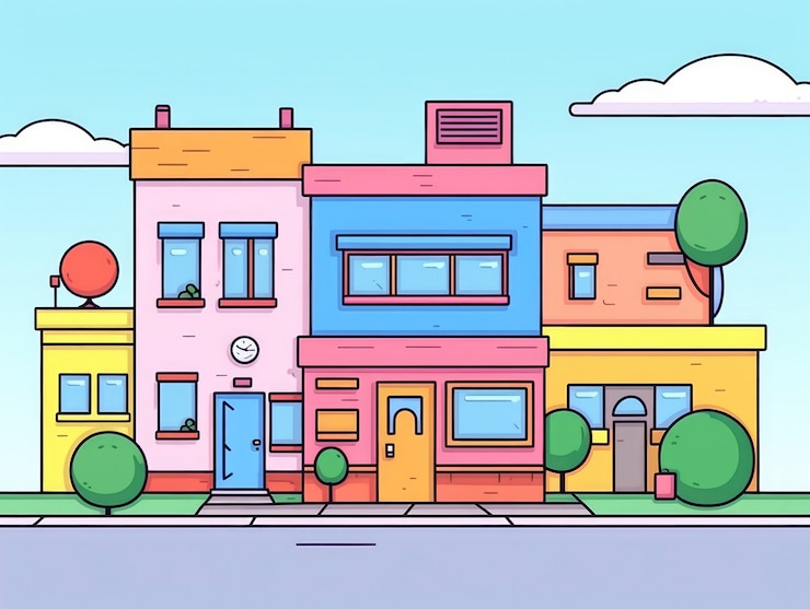 Free Photo view of building with cartoon style architecture