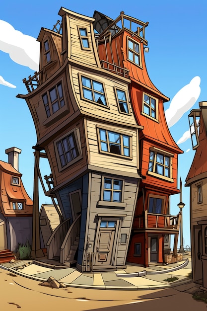 View of building with cartoon style architecture