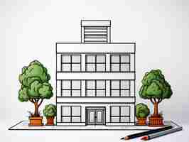 Free photo view of building with cartoon style architecture