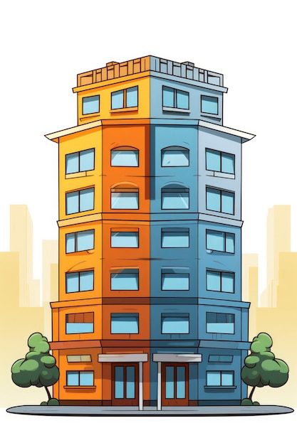 Free photo view of building with cartoon style architecture