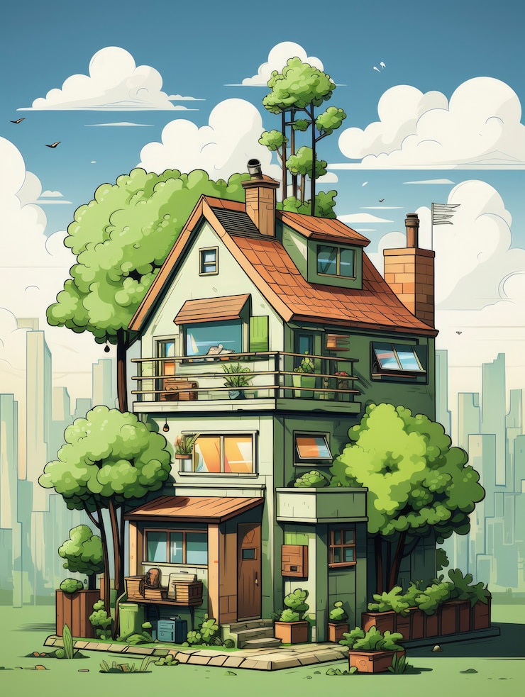 Free Photo view of building with cartoon style architecture