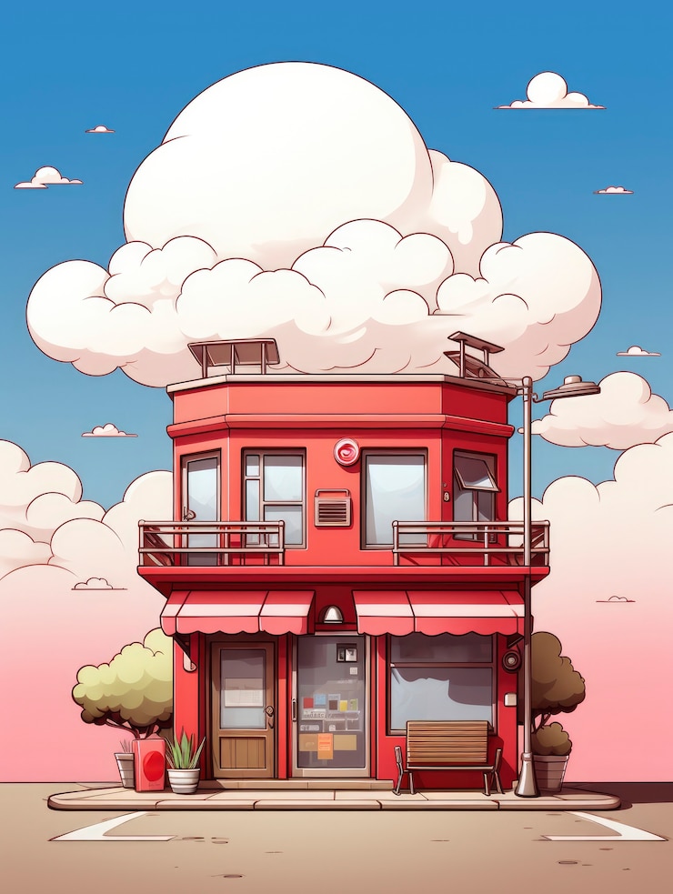 Free Photo view of building with cartoon style architecture