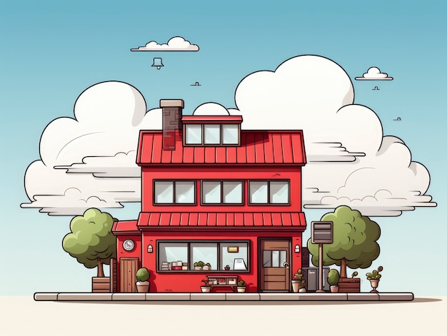 Free photo view of building with cartoon style architecture