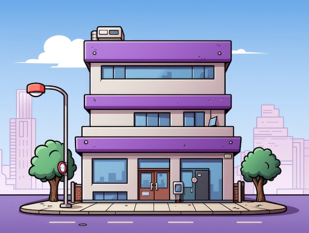 Free photo view of building with cartoon style architecture