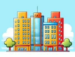 Free photo view of building with cartoon style architecture