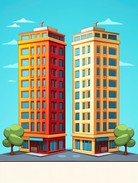 Free photo view of building with cartoon style architecture