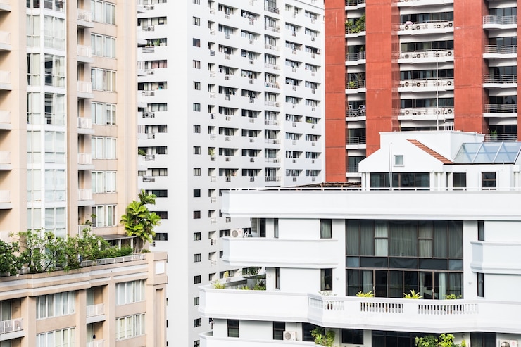 Free Photo view of buildings with plants