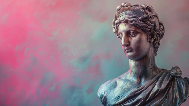view of bust figure from ancient greece