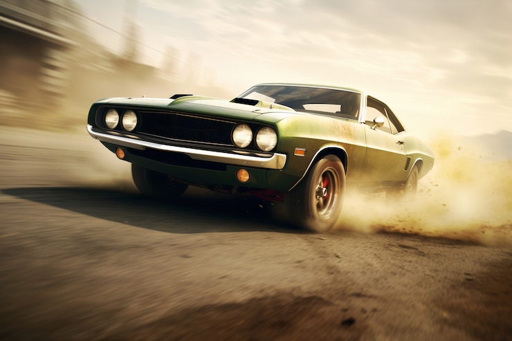 Free Photo view of car running at high speed