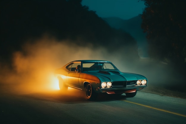 View of car running at high speed