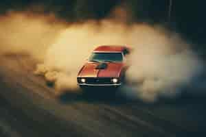 Free photo view of car running at high speed