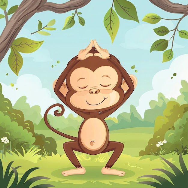 Free photo view of cartoon animal practicing yoga