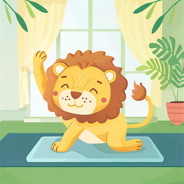 Free photo view of cartoon animal practicing yoga