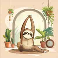 Free photo view of cartoon animal practicing yoga