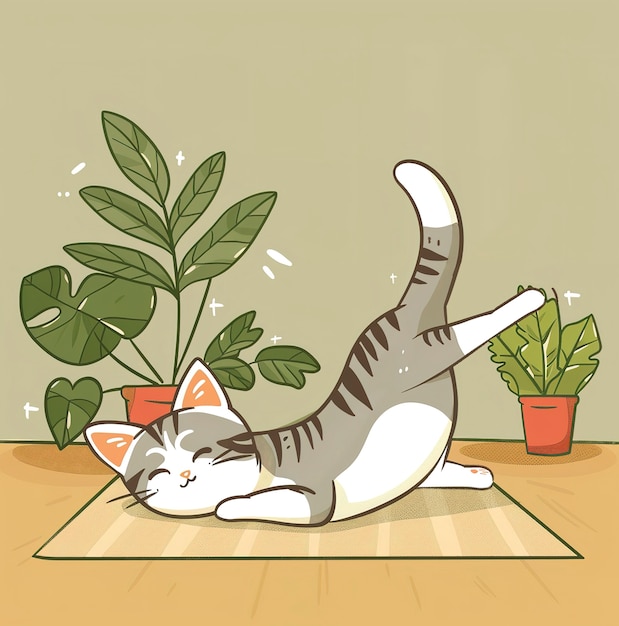 Free photo view of cartoon animal practicing yoga