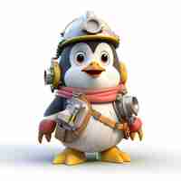 Free photo view of cartoon animated 3d penguin aviator