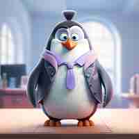 Free photo view of cartoon animated 3d penguin