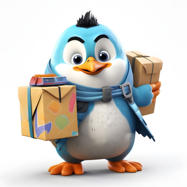 Free photo view of cartoon animated 3d penguin