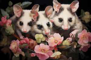 Foto gratuita vista del personaggio di cartone animato opossum