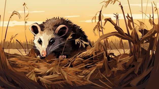 Foto gratuita vista del personaggio di cartone animato opossum