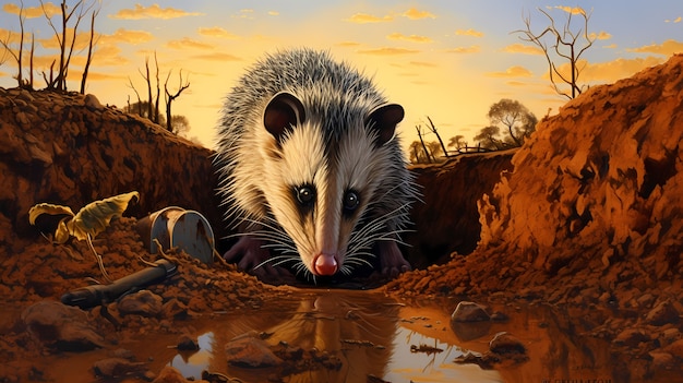 Foto gratuita vista del personaggio di cartone animato opossum