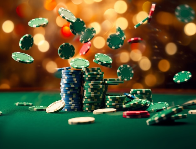 Free photo view of casino gambling chips