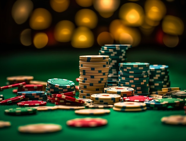 Free photo view of casino gambling chips