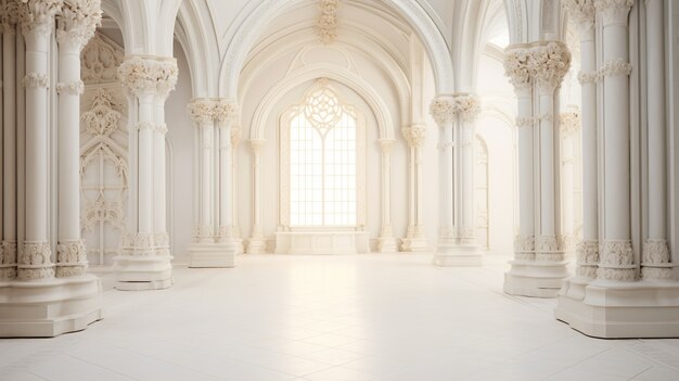 View of castle interior with arches