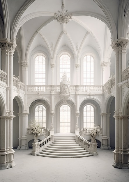 View of castle interior with arches