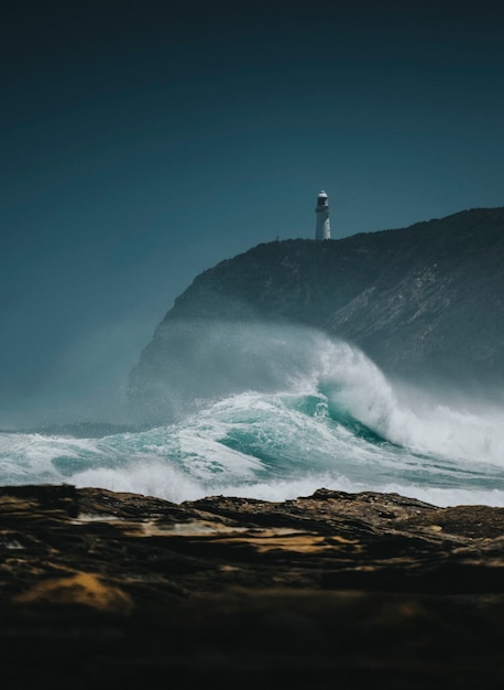 Free photo view of the castle point lighthouse, new zealand
