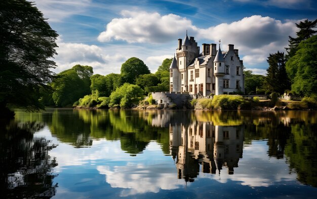 View of castle surrounded by nature landscape