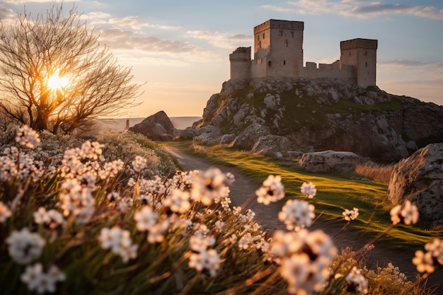 Foto gratuita vista del castello con paesaggio naturale