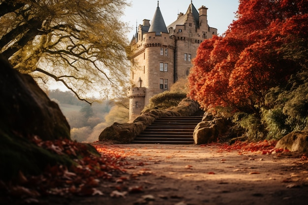 Foto gratuita vista del castello con paesaggio naturale