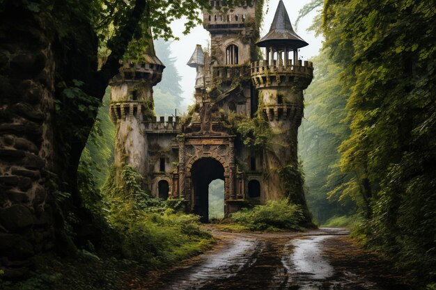 View of castle with nature landscape