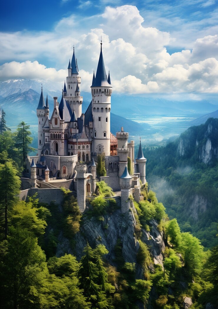Free Photo view of castle with nature landscape