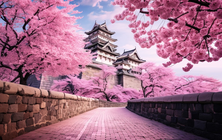 Free Photo view of castle with nature landscape