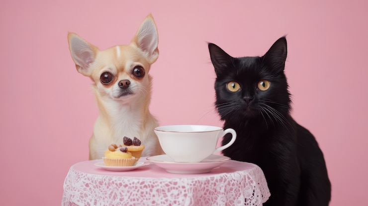Free Photo view of cats and dogs being friends