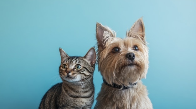 Free Photo view of cats and dogs showing friendship