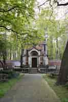 Free photo view of a cemetery with tombstones