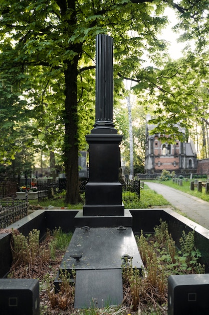 View of a cemetery with tombstones