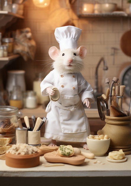 Free photo view of chef rat