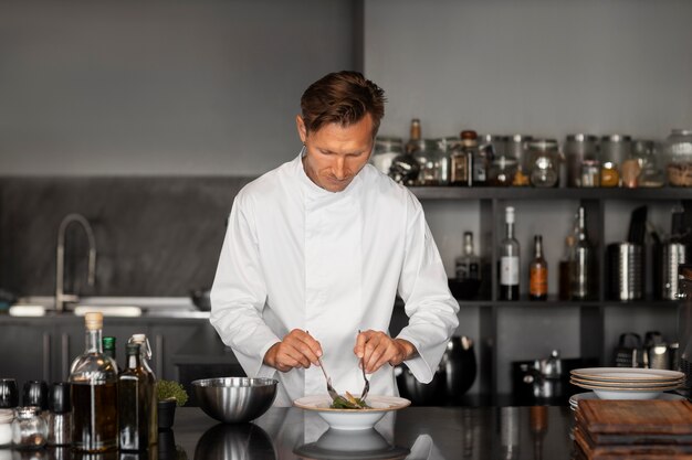 View of chef working in the kitchen