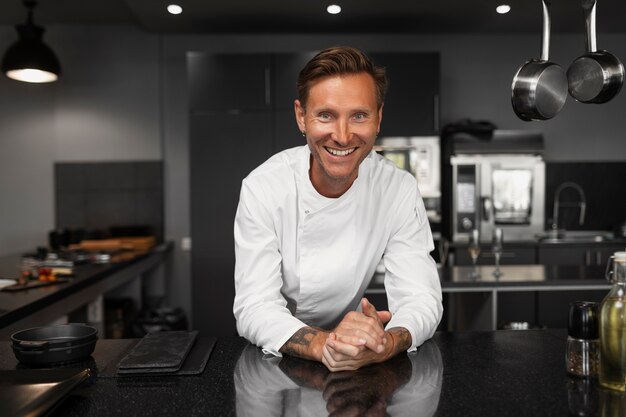 View of chef working in the kitchen