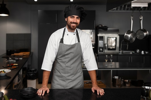 View of chef working in the kitchen