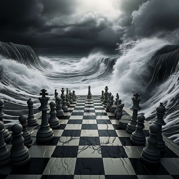 Free AI Image  View of chess pieces with dramatic and mystical background